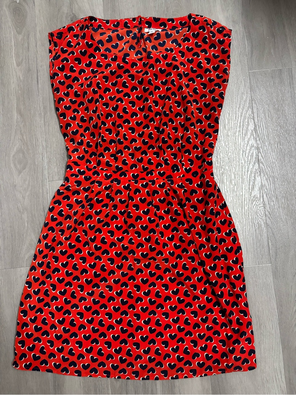 Old Navy Red Heart-Print Sleeveless Mini Dress